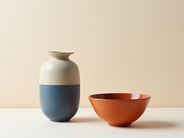 Pièce de poterie artisanale, motif minimaliste